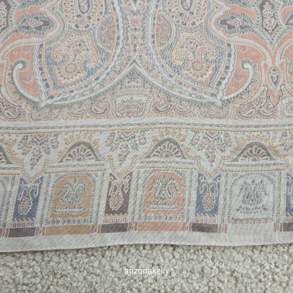NWOT Altea Wool & Silk Large Square Scarf Muted Grey and Pink Hand-Stitched Hem - Picture 6 of 16